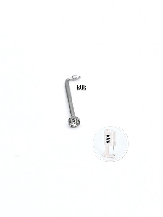 KLIK ear-studs | Deguna spārna/nāss caurduršanas sistēma + auskars (sudraba / ar balatu kristālu) 1gb