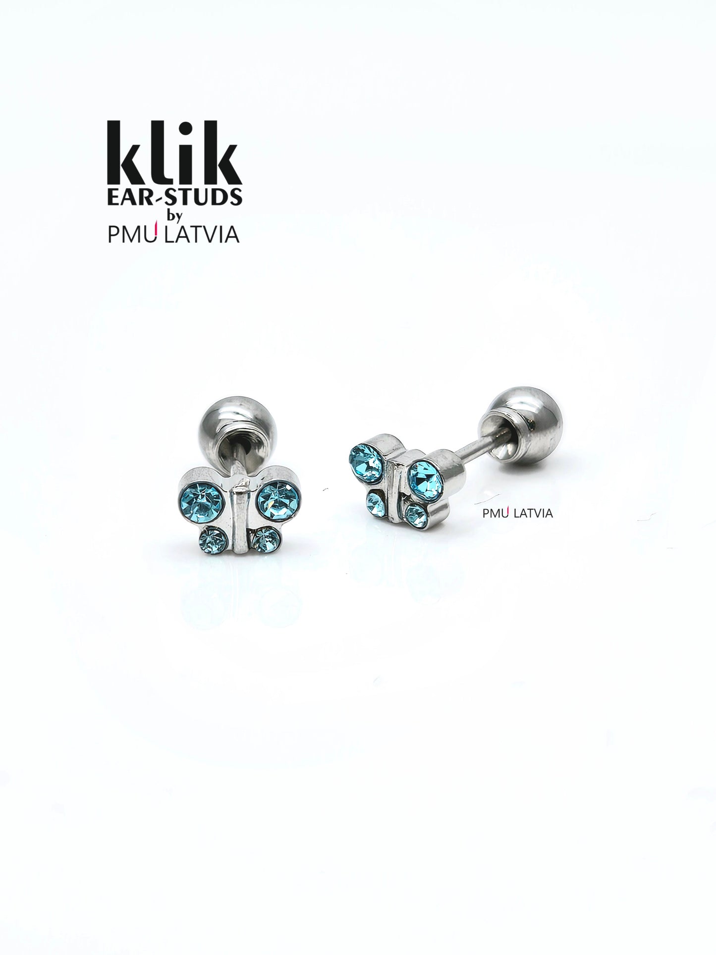 Ausu caurduršanas ierīce + Auskari: Butterfly - Ocean Aquamarine