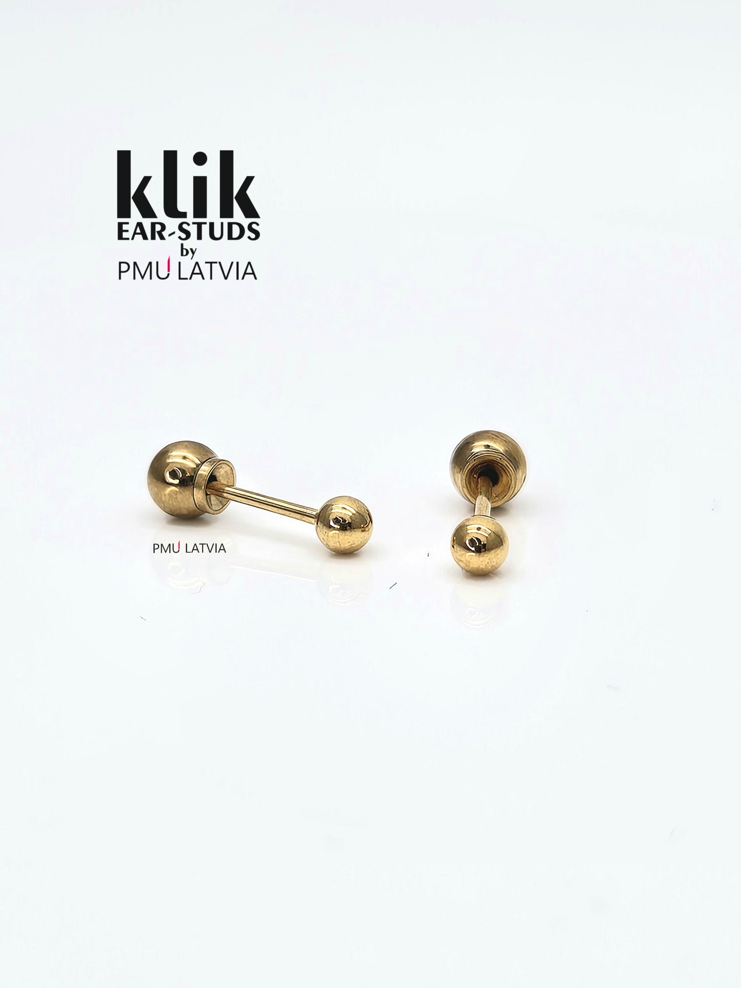 Ausu caurduršanas ierīce + Auskari: Gold Ball - Gold