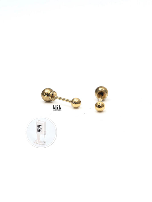KLIK ear-studs | Ausu caurduršanas sistēma + Auskari: Zelta bumbiņa (2gb)