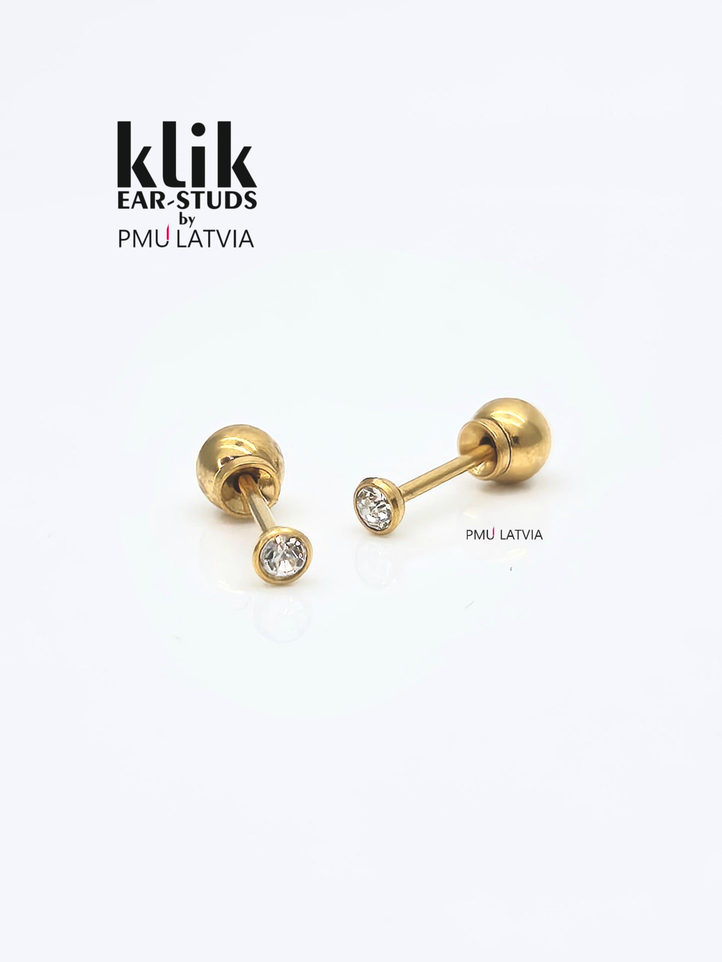 Ausu caurduršanas ierīce + Auskari: Regular Crystal - Clear