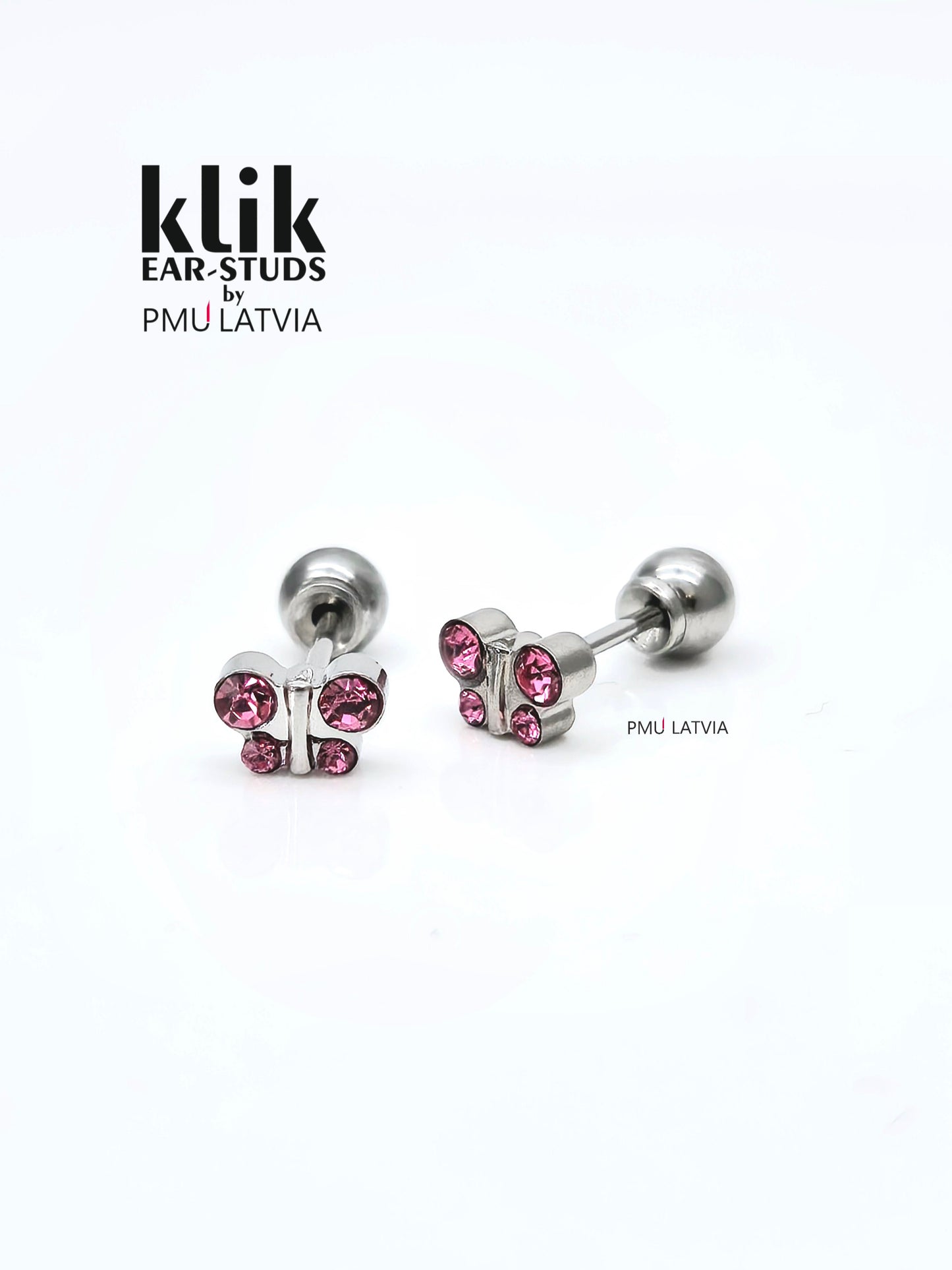 Ausu caurduršanas ierīce + Auskari: Butterfly - Rose Stone