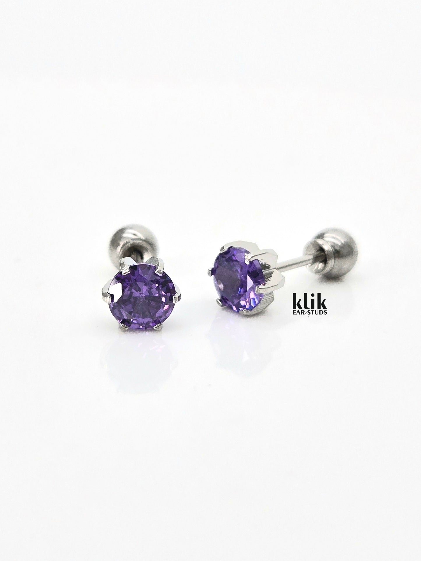 Auskari: Kubiskais cirkonijs / 6 ķepu kristāls - violets