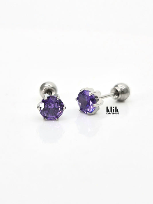 Auskari: Kubiskais cirkonijs / 6 ķepu kristāls - violets